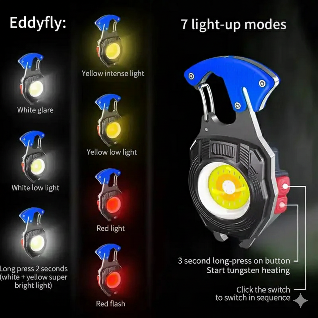 10-in-1 Tactical Keychain Flashlight & Survival Tool