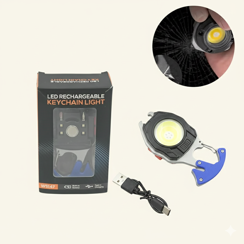 10-in-1 Tactical Keychain Flashlight & Survival Tool