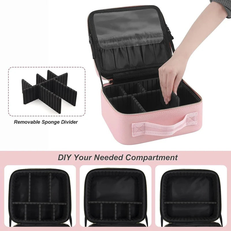 Premium LED Makeup Travel Case – Portable Vanity with Touch-Sensor Mirror